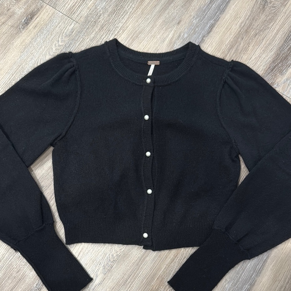 Free People Black Pearl Cardigan